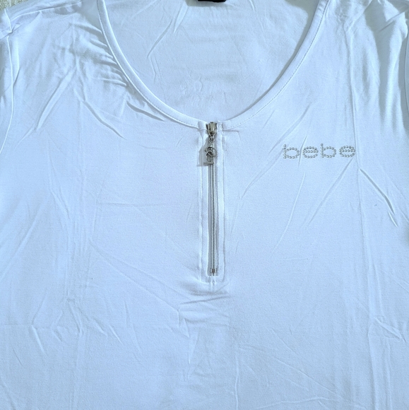 bebe White Top with Zipper Detail - NWT - Picture 11 of 14